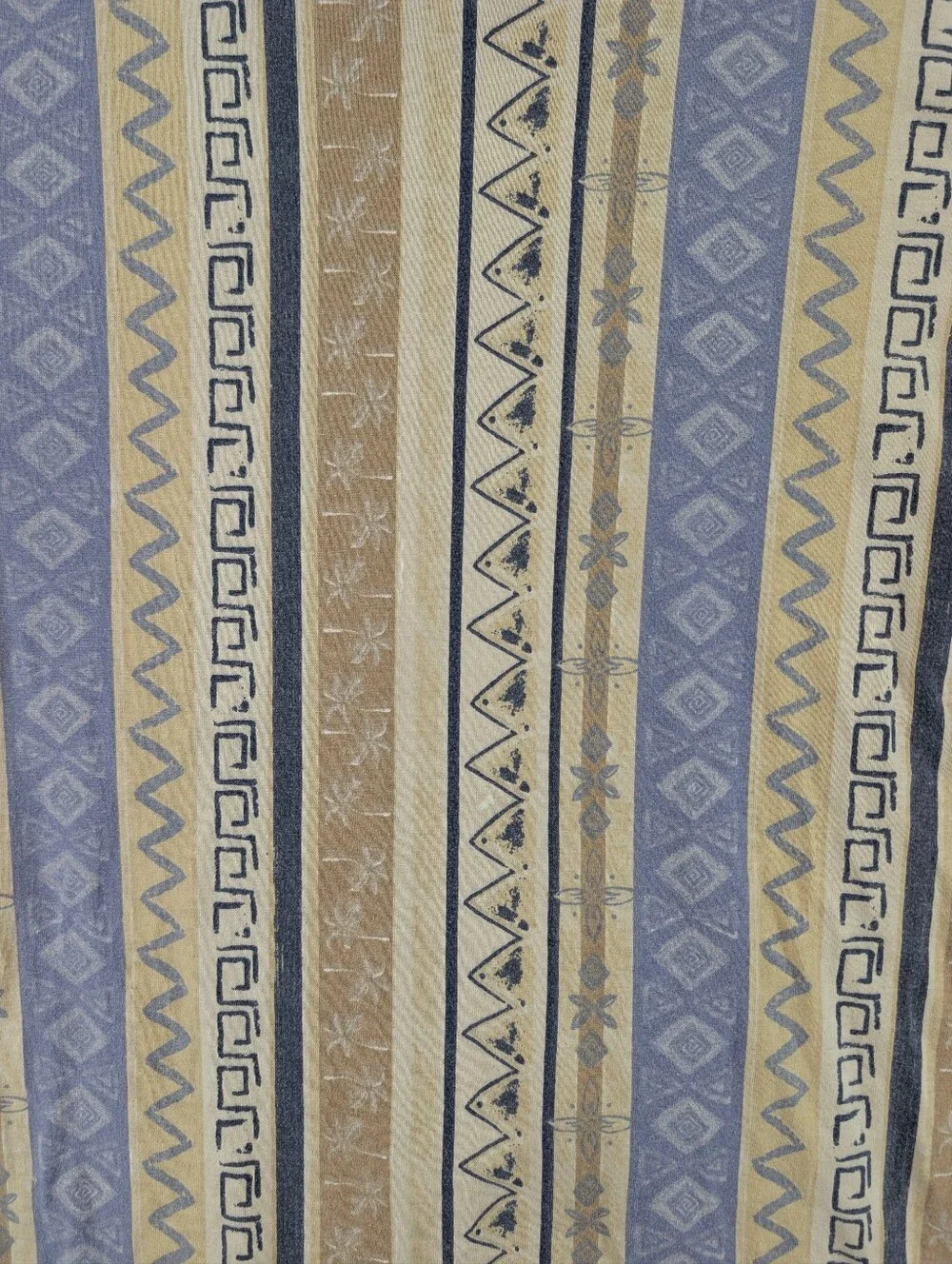 PacSun Aztec Tribal Ringer Tee Retro Southwestern Tan Blue Sz M